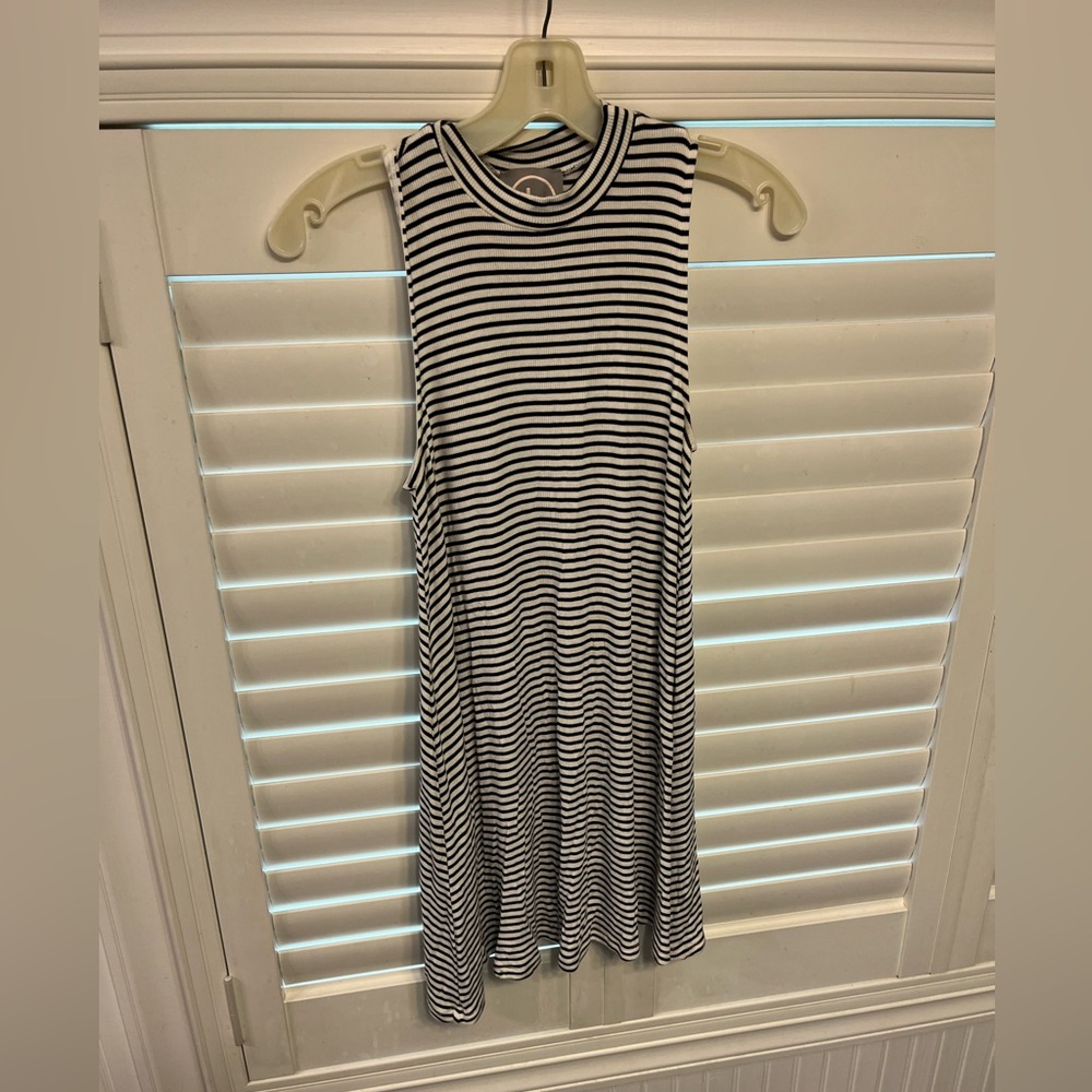 Black and white striped dress